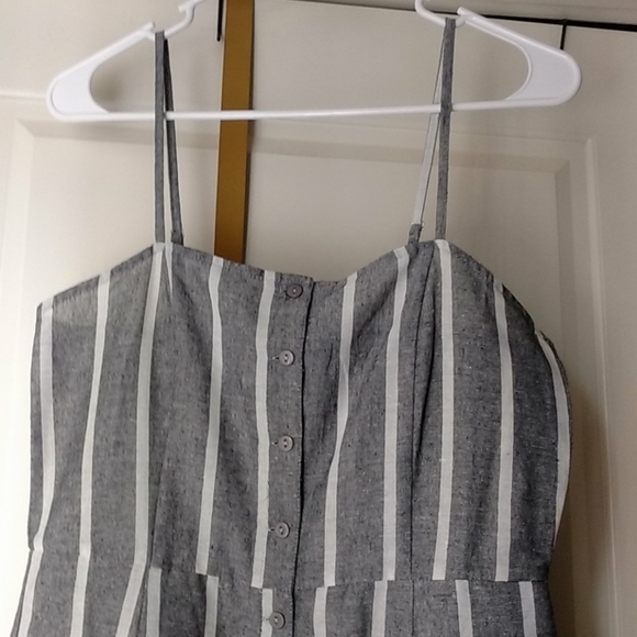 Cotton Gray white Stripes Pant jumpsuit - Picture 3 of 15